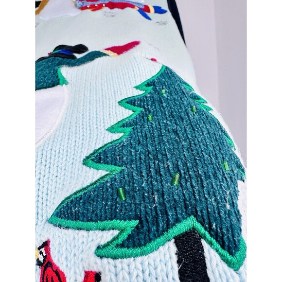 Quacker Factory Cardigan Sweater Snowmen Christmas Small Hidden Button 1990s - Picture 7 of 8